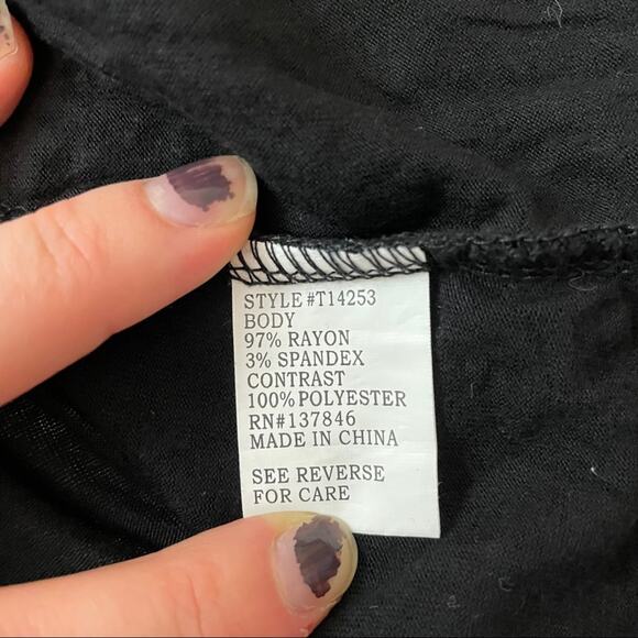 50% OFF Kontrol Blouse Lace Hems Top Scoop Neck Black - Picture 6 of 7